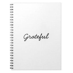 Grateful white custom script minimalist dankbaarhe notitieboek