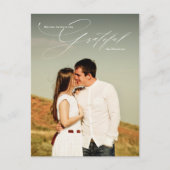 Grateful White Script Overlay Full Photo Holiday Briefkaart (Voorkant)