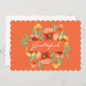 Grateful Wildflower Oranje Thanksgiving Feestdagenkaart (Voorkant / Achterkant)