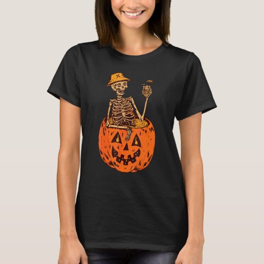 Gratengezicht Lachende Heks Pompoen Halloween Dran T-shirt (Voorkant)