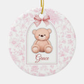 gratie | Aangepaste Roze Teddybeer Nursery Design Keramisch Ornament (Voorkant)