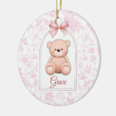 gratie | Aangepaste Roze Teddybeer Nursery Design Keramisch Ornament (Links)