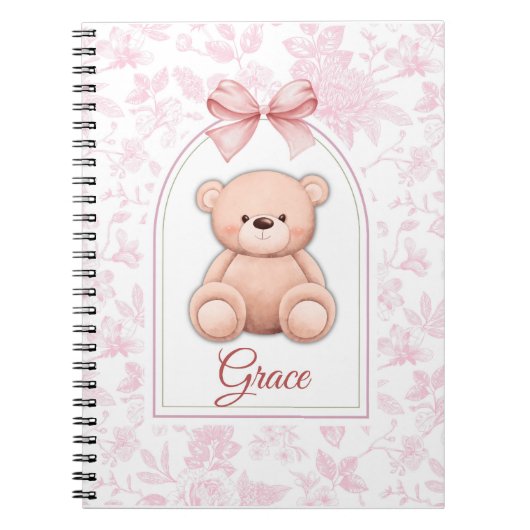 gratie | Aangepaste Roze Teddybeer Nursery Design Notitieboek (Voorkant)