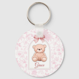 gratie | Aangepaste Roze Teddybeer Nursery Design Sleutelhanger