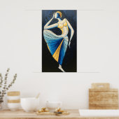 Gratie in Beweging: Een Moderne Muze in Traditione Poster (Keuken)