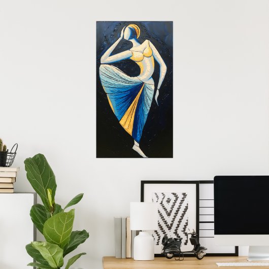 Gratie in Beweging: Een Moderne Muze in Traditione Poster (Thuiskantoor)