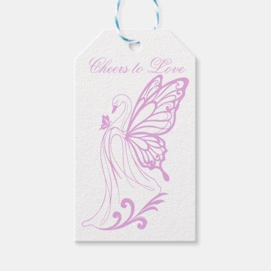 Gratiënzwaan met vlinder vleugels cadeaulabel (Voorkant)