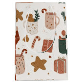 Gratieuze Kerstpatroon Gift Zak  Medium Cadeauzakje (Voorkant)