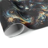Gratieuze Zwarte Kat Kerstman Kersthoed Decoupage Cadeaupapier (Rol Hoek)