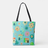 Gratige Bloemendorp Patroon Tote Bag (Achterkant)