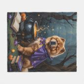 Gratige Halloween-schildering van Chow Chow-hond Fleece Deken (Voorkant (Horizontaal))