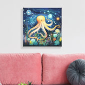 Gratige Octopus Illustratie Canvas Afdruk (Insitu (Woonkamer))