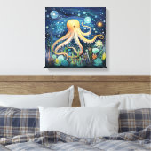 Gratige Octopus Illustratie Canvas Afdruk (Insitu (Slaapkamer))