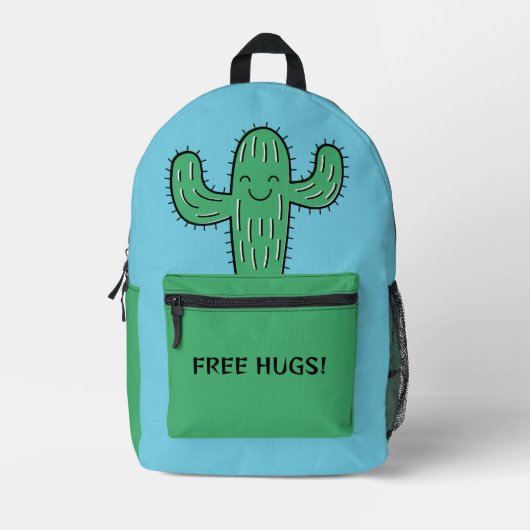 Gratis aangepaste Cactus Hugs-naam en -kleur Bedrukte Rugzak (Voorkant)