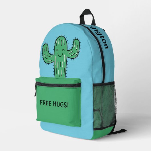 Gratis aangepaste Cactus Hugs-naam en -kleur Bedrukte Rugzak (Achterkant Hoek Rechts)