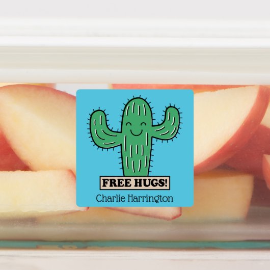 Gratis aangepaste Cactus Hugs-naam Labels (Aangebracht)