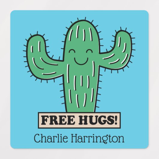 Gratis aangepaste Cactus Hugs-naam Labels (Design 1)
