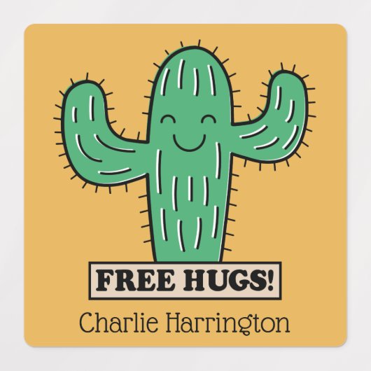 Gratis aangepaste Cactus Hugs-naam Labels (Design 2)