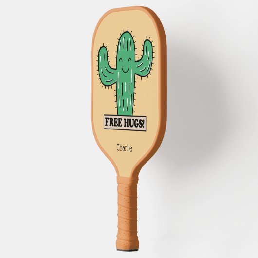 Gratis aangepaste Cactus Hugs-naam Pickleball Paddle (Links)