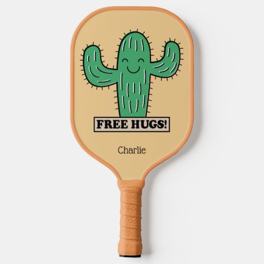 Gratis aangepaste Cactus Hugs-naam Pickleball Paddle (Achterkant)