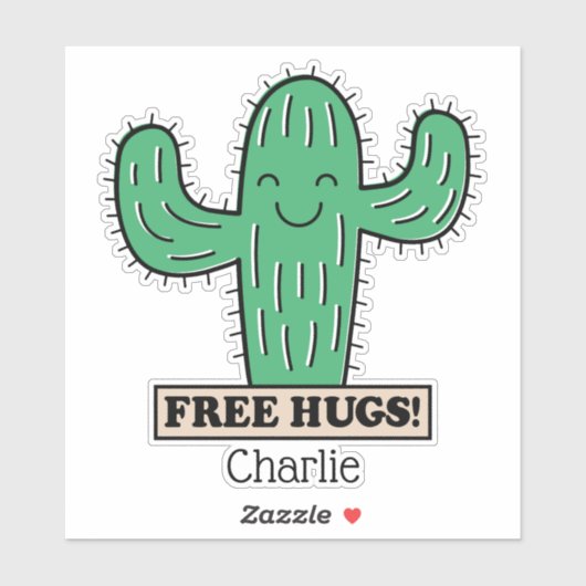 Gratis aangepaste Cactus Hugs-naam Sticker (Vel)