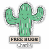 Gratis aangepaste Cactus Hugs-naam Sticker (Voorkant)