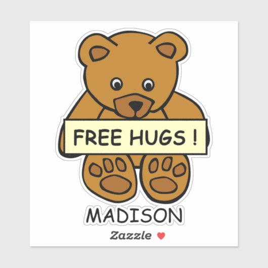Gratis aangepaste naam Hugs Teddy Sticker (Vel)