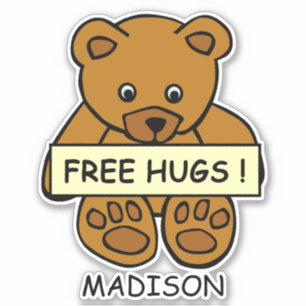 Gratis aangepaste naam Hugs Teddy Sticker