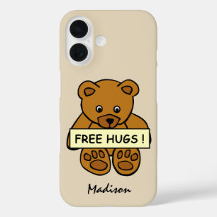 Gratis aangepaste naam van Hugs Teddy en telefoong iPhone 16 Hoesje