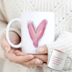 Gratis Abstract Roze Hart Vriendschapsmok Tweekleurige Koffiemok