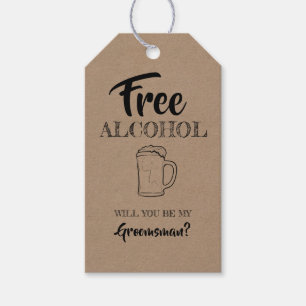 Gratis Alcohol Grappige Groomman Voorstel Cadeaulabel