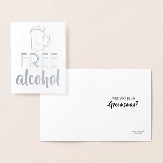 Gratis alcohol - Grappige Groomsman voorstel Folie Kaarten (Display)
