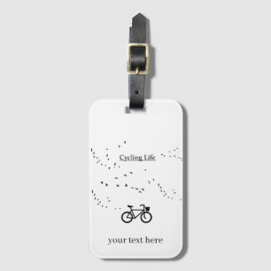 Gratis als een vogel Fietsend leven Zwart-wit kuns Bagagelabel