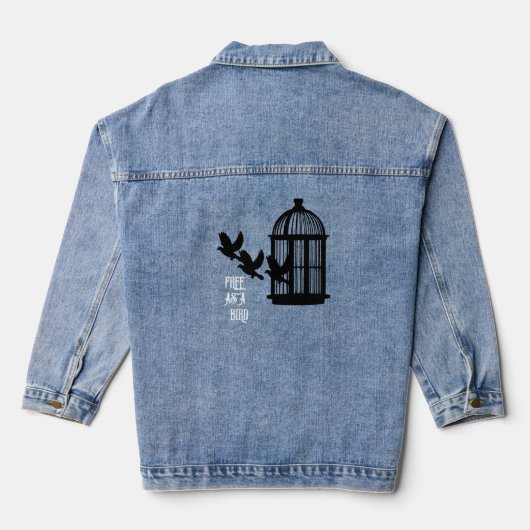Gratis als een vogel vrouwen denim jas denim jacket (Achterkant)