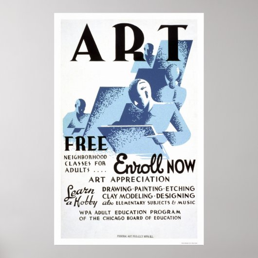Gratis Art Classes 1936 WPA Poster (Voorkant)