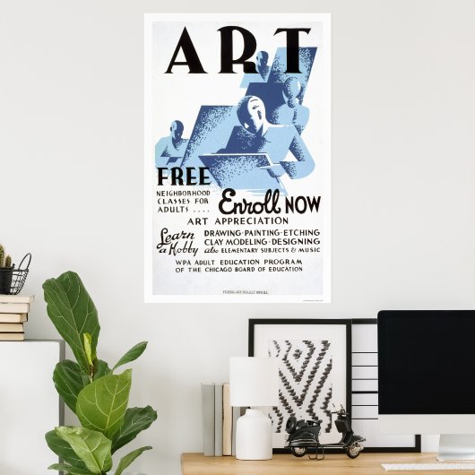 Gratis Art Classes 1936 WPA Poster (Thuiskantoor)