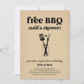 Gratis BBQ Funny Couple's Douche Uitnodiging (Voorkant)