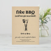Gratis BBQ Grappige Bruiloft Receptie Alleen uitno Kaart (Staand voorkant)