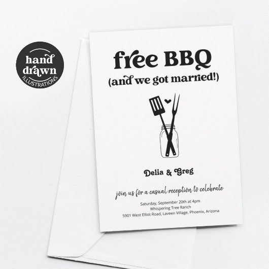 Gratis BBQ Grappige Bruiloft Receptie Alleen uitno Kaart
