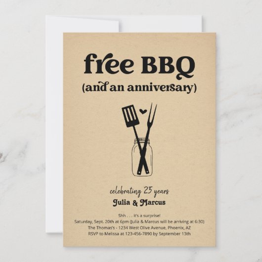 Gratis BBQ Grappige verjaardagsfeest uitnodiging (Voorkant)