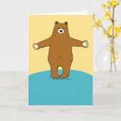 Gratis Beerknuffel Jubileum Kaart (Gele Bloem)