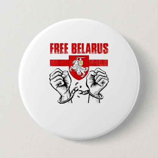GRATIS BELARUS Pogonya Belarus vlag White Whi Ronde Button 7,6 Cm (Voorkant)