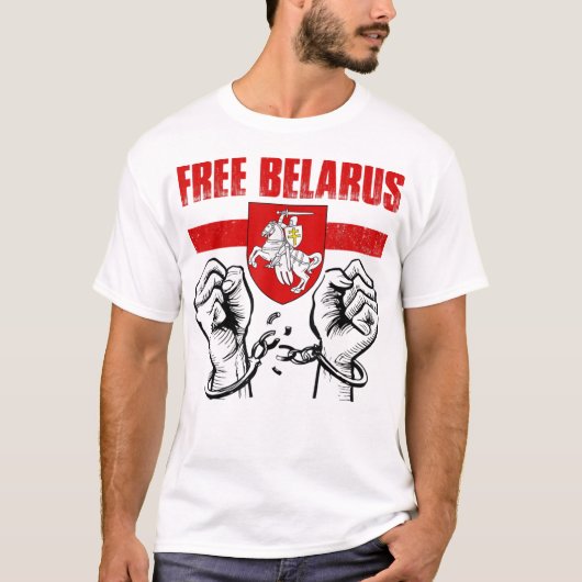 GRATIS BELARUS Pogonya Belarus vlag White Whi T-shirt (Voorkant)