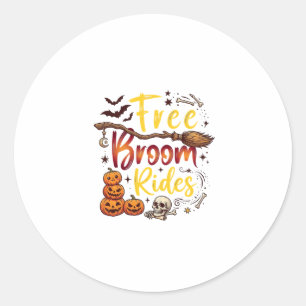 Gratis Bezem Ritten Halloween Pompoenen Schedel Vl Ronde Sticker