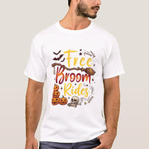 Gratis Bezem Ritten Halloween Pompoenen Schedel Vl T-shirt