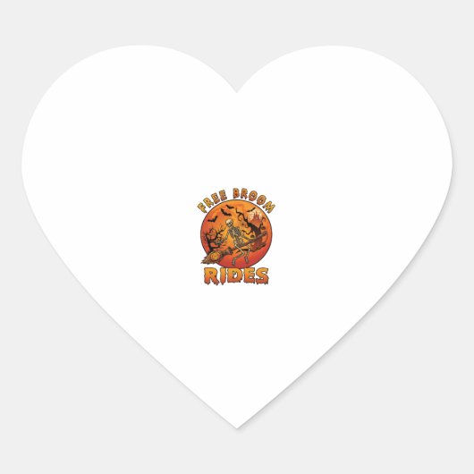 Gratis Bezem Ritten Halloween Skelet Pompoen Oranj Hart Sticker (Voorkant)