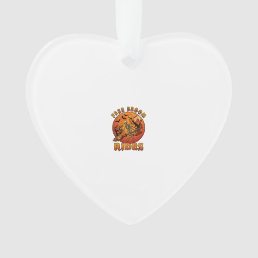 Gratis Bezem Ritten Halloween Skelet Pompoen Oranj Ornament (voorkant)