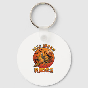 Gratis Bezem Ritten Halloween Skelet Pompoen Oranj Sleutelhanger