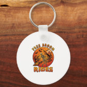 Gratis Bezem Ritten Halloween Skelet Pompoen Oranj Sleutelhanger (Voorkant)
