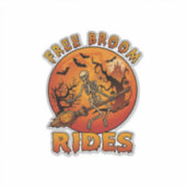 Gratis Bezem Ritten Halloween Skelet Pompoen Oranj Sticker (Voorkant)